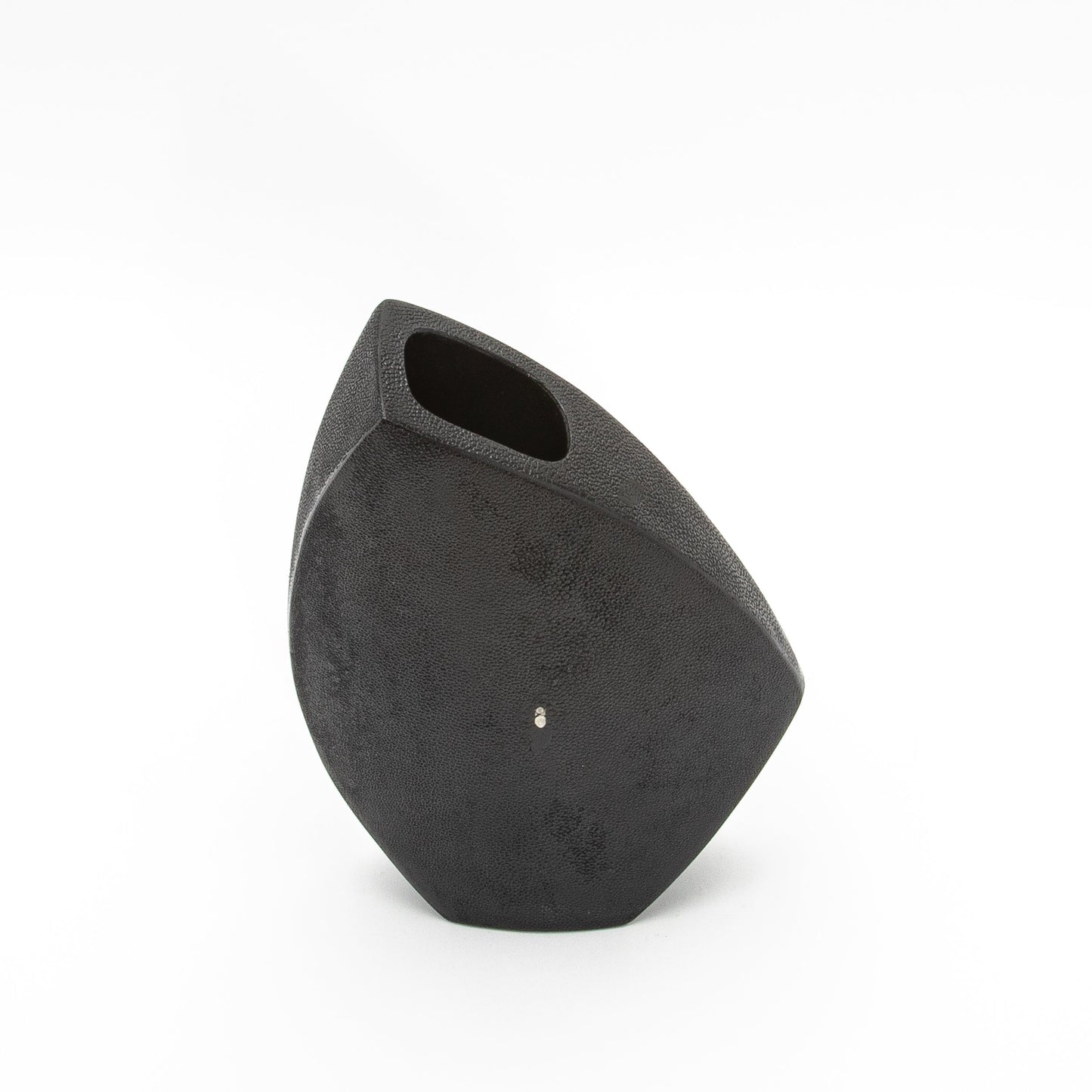 Side Cut Vase in Black Shagreen by R&Y Augousti