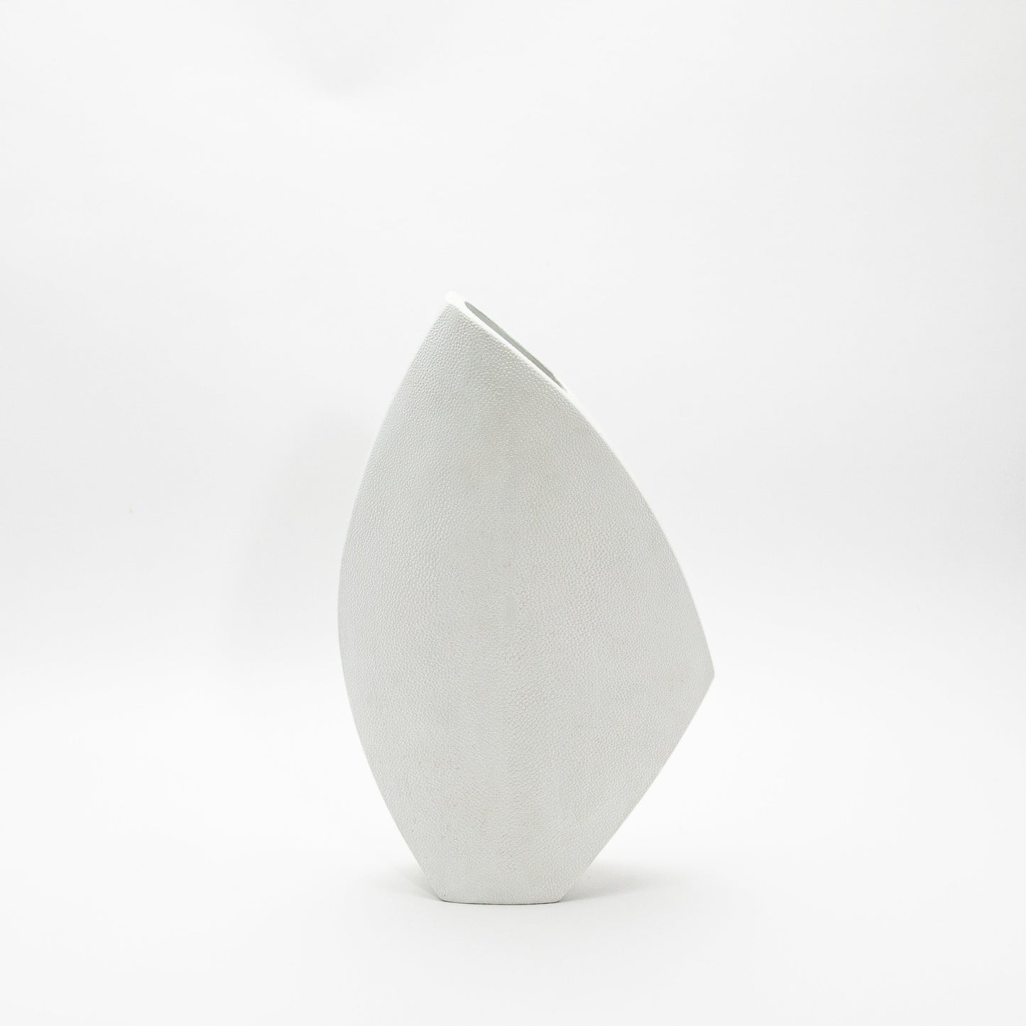 Side Cut Vase in White Shagreen by R&Y Augousti