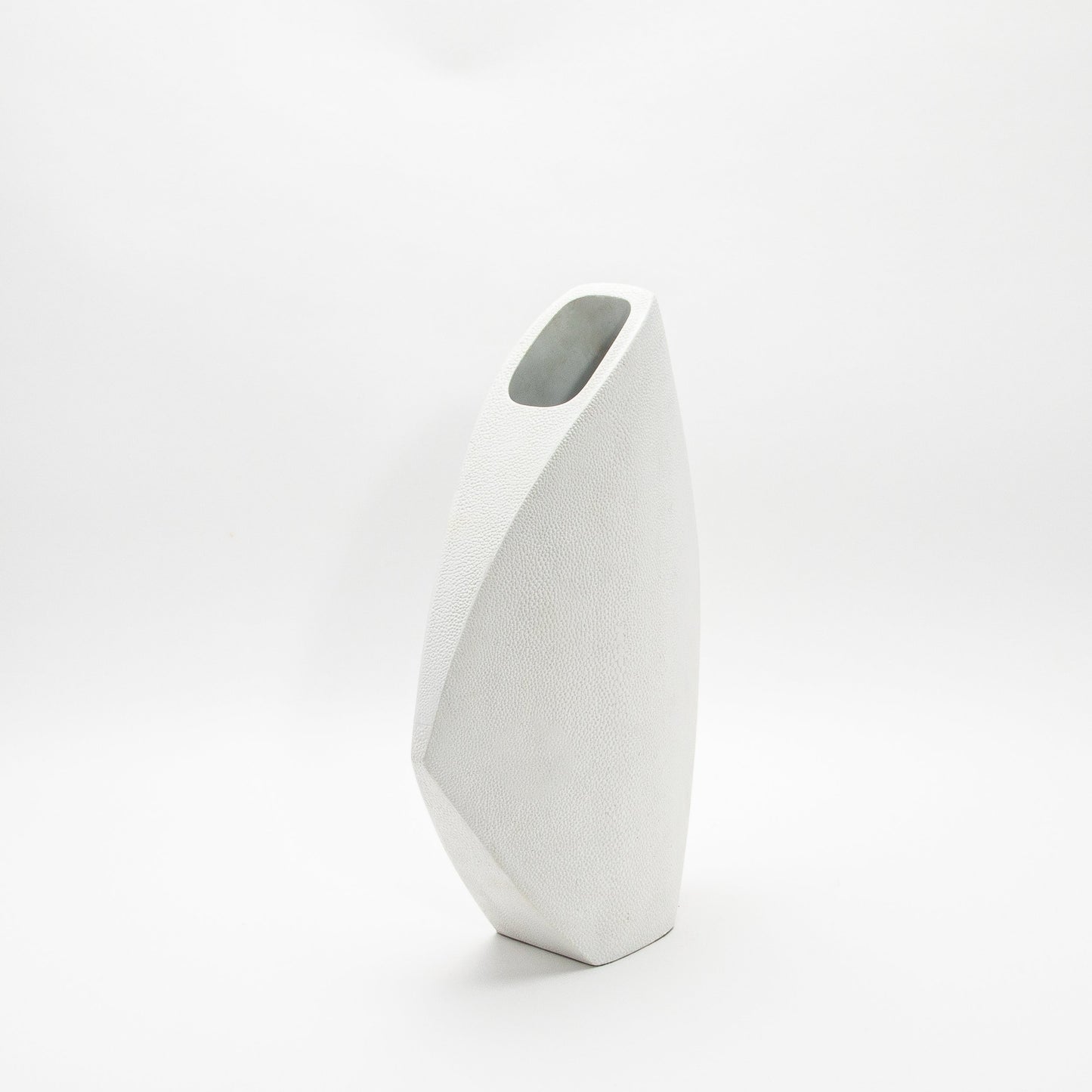 Side Cut Vase in White Shagreen by R&Y Augousti