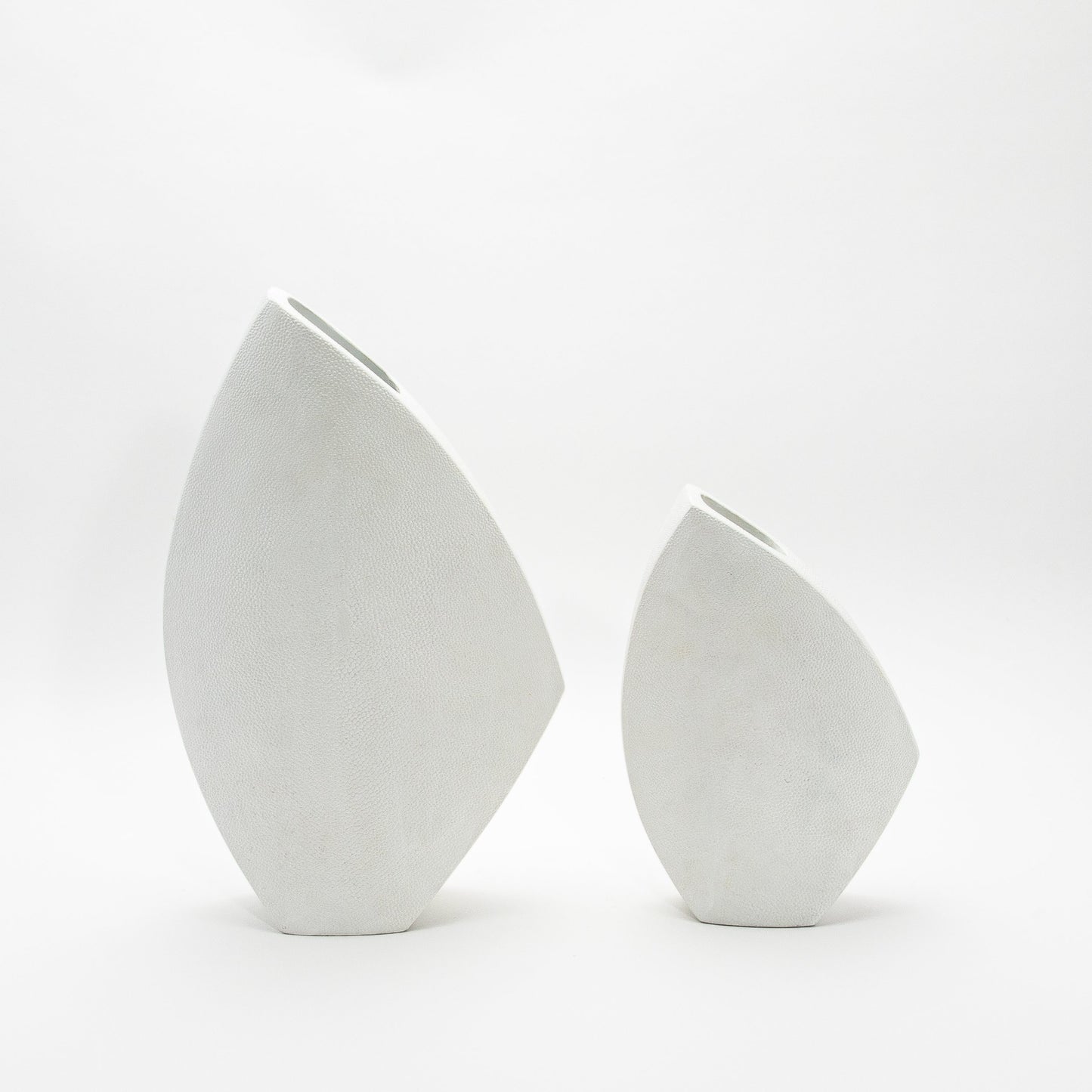 Side Cut Vase in White Shagreen by R&Y Augousti