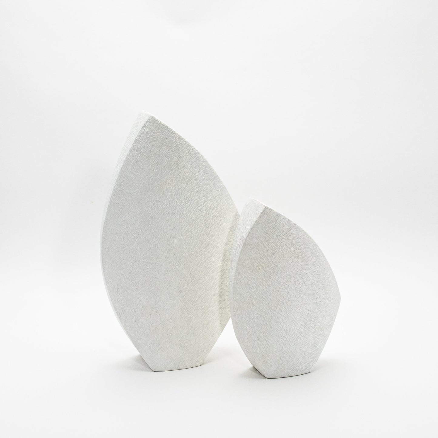 Side Cut Vase in White Shagreen by R&Y Augousti