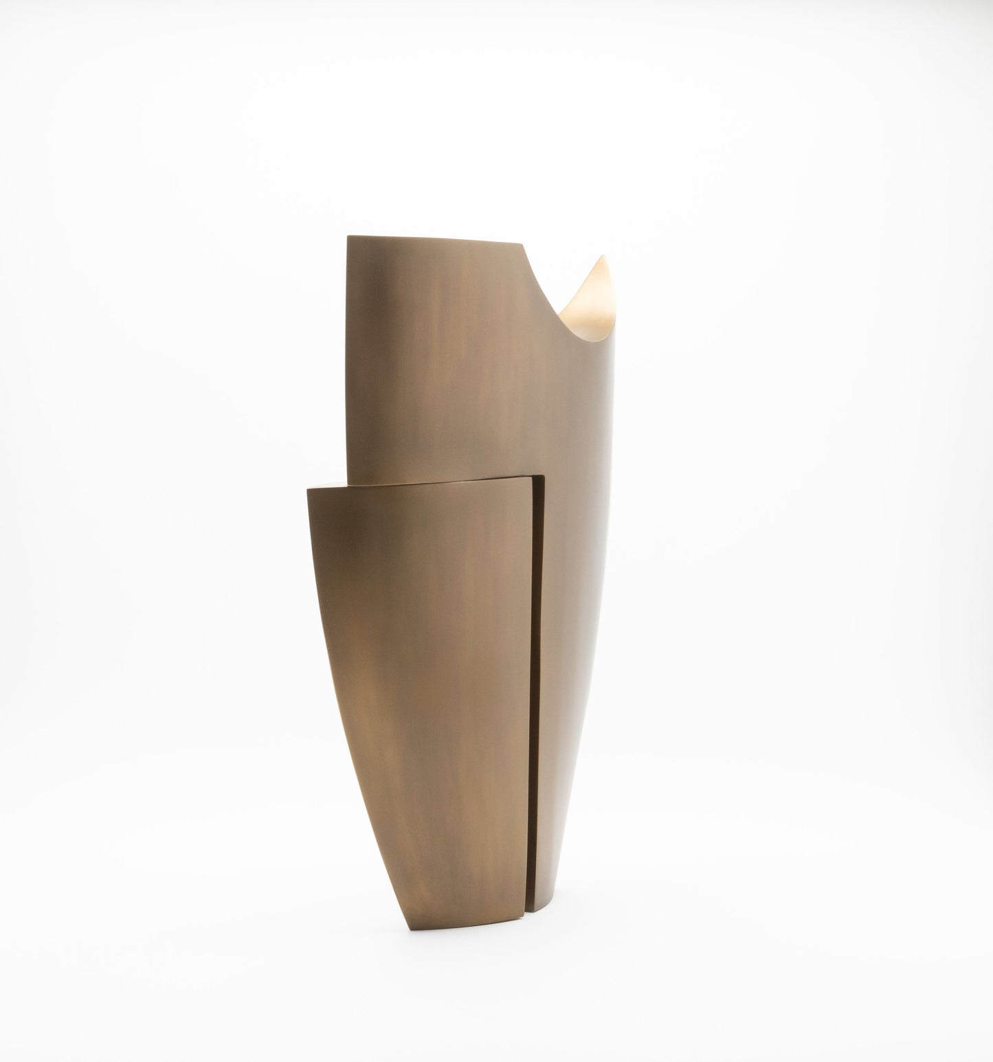 Modern Abstract Sculpture in Bronze Patina Brass by Patrick Coard Paris