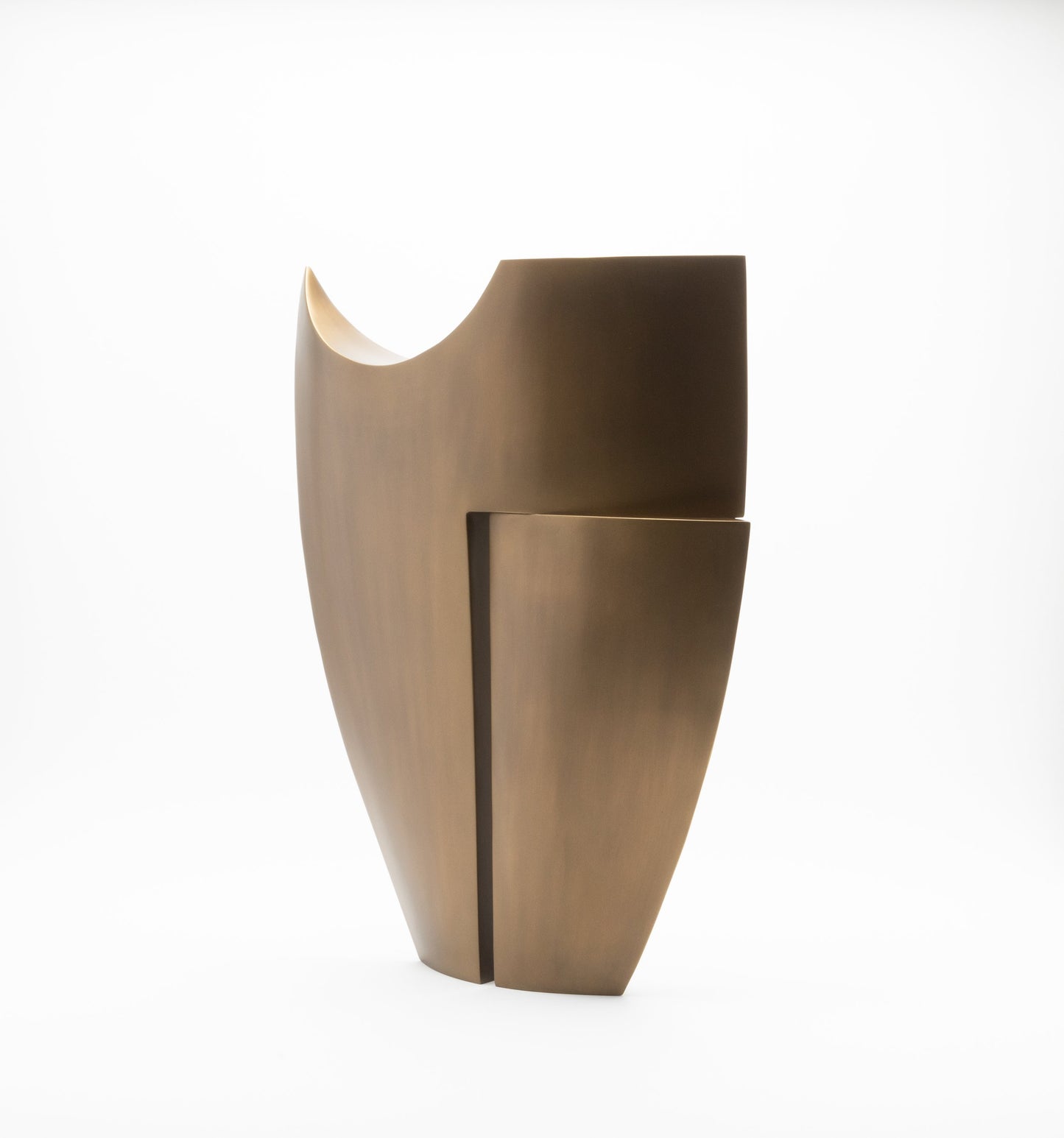 Modern Abstract Sculpture in Bronze Patina Brass by Patrick Coard Paris