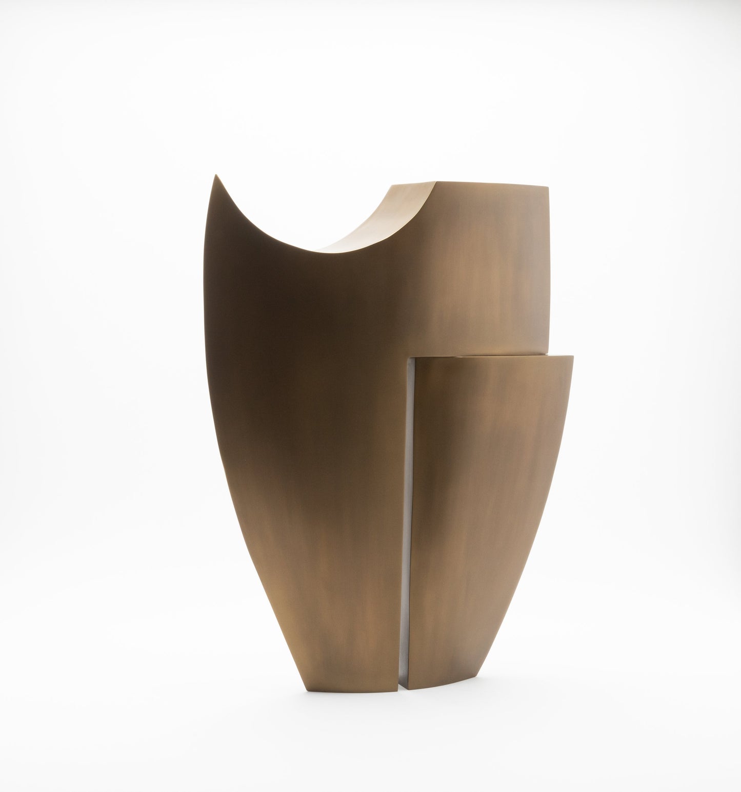 Modern Abstract Sculpture in Bronze Patina Brass by Patrick Coard Paris