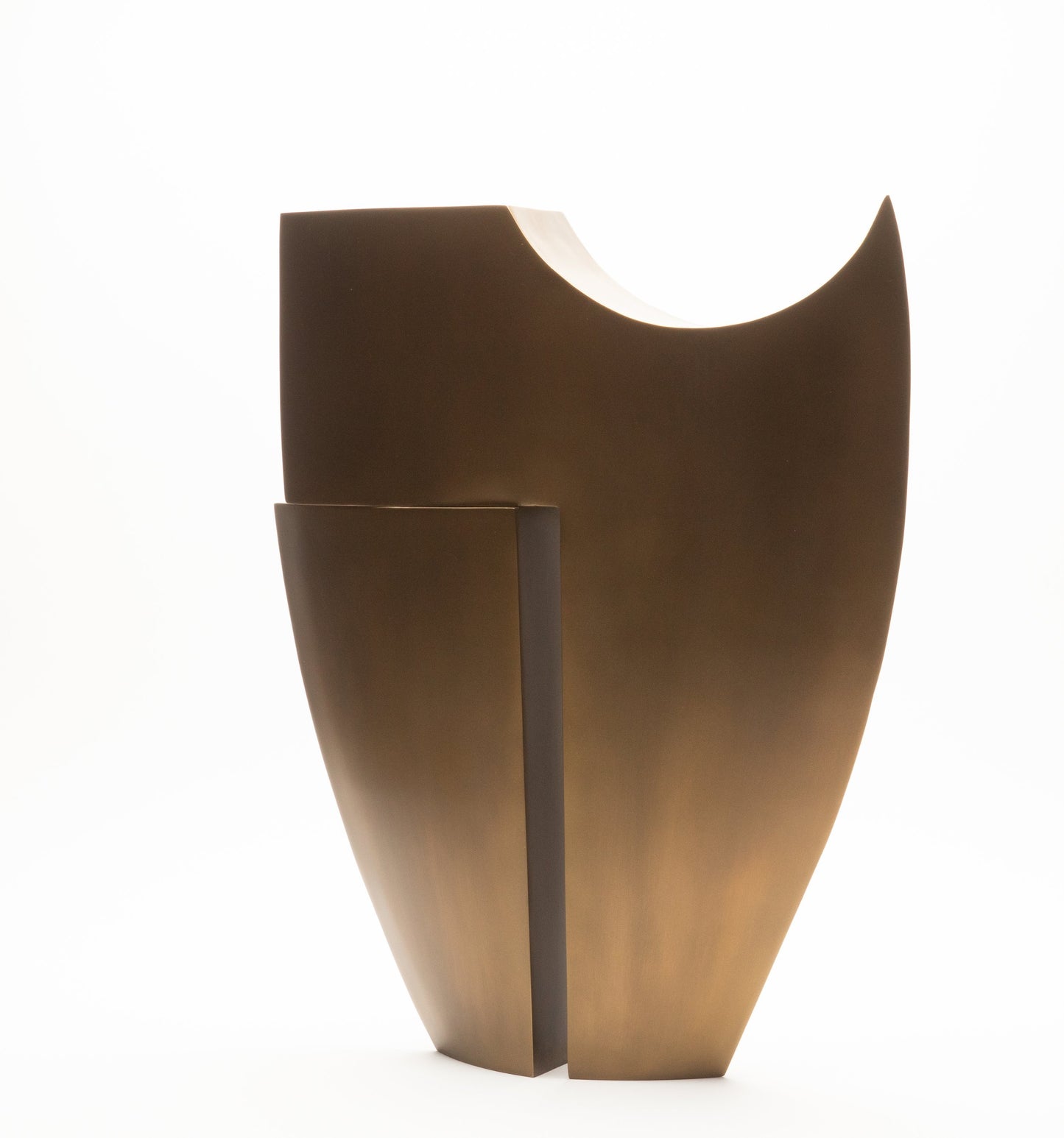 Modern Abstract Sculpture in Bronze Patina Brass by Patrick Coard Paris