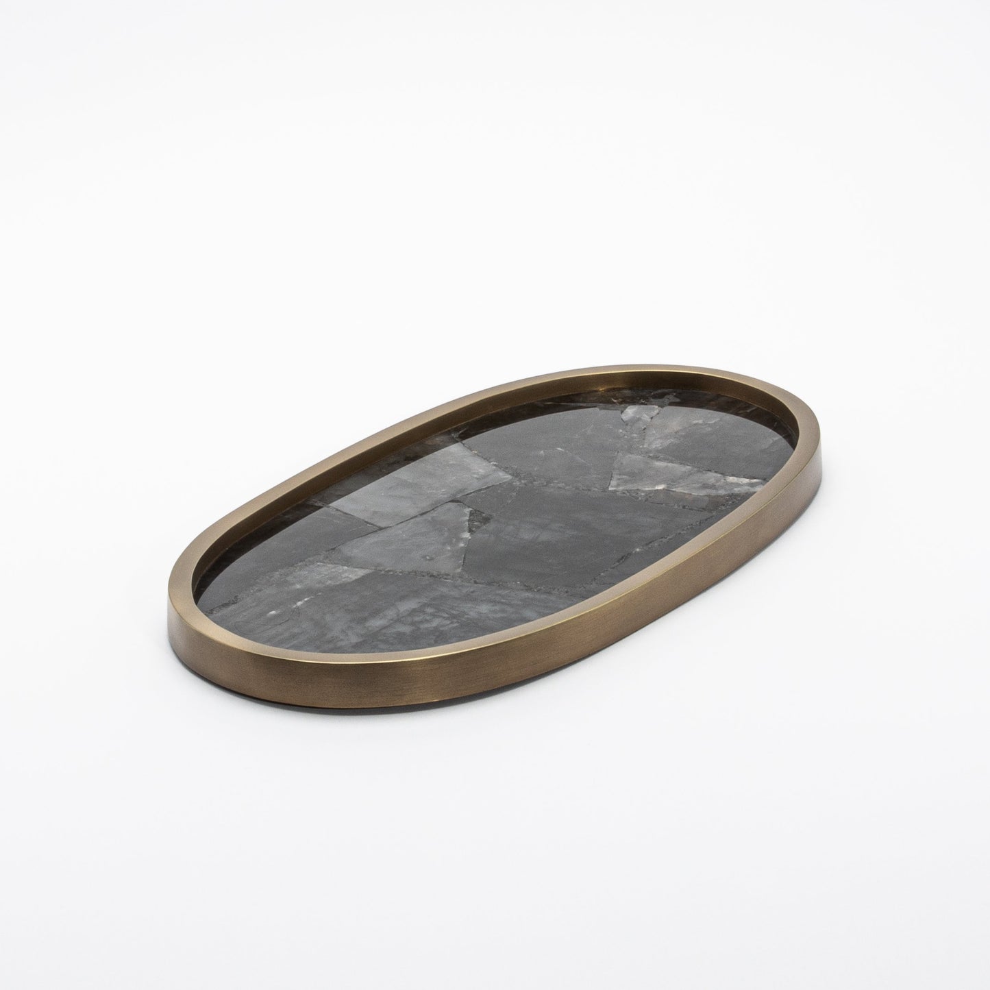 Tray in Quartz with Bronze Patina Brass by Kifu Paris