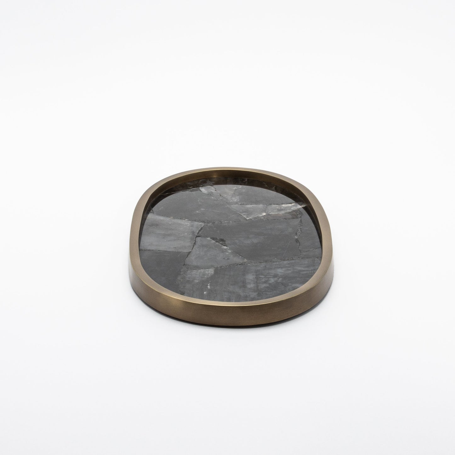 Tray in Quartz with Bronze Patina Brass by Kifu Paris