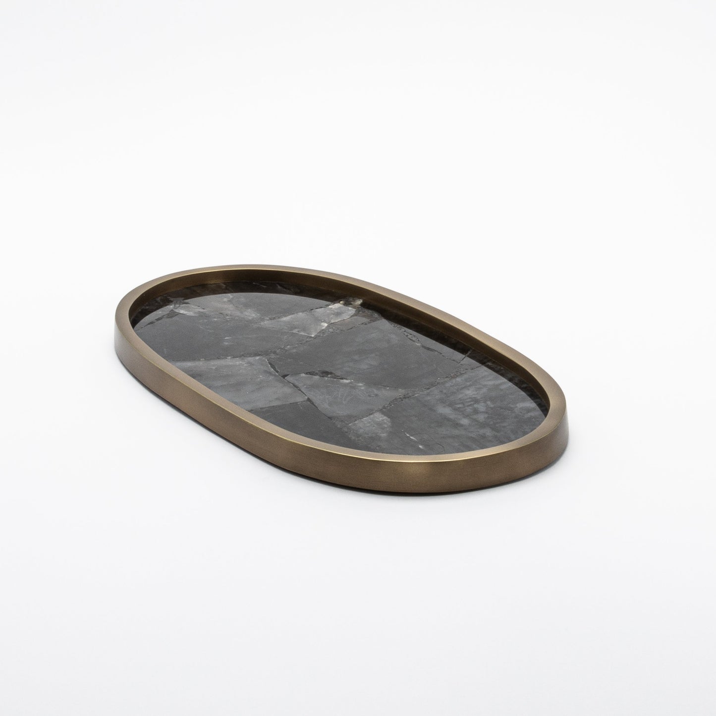 Tray in Quartz with Bronze Patina Brass by Kifu Paris
