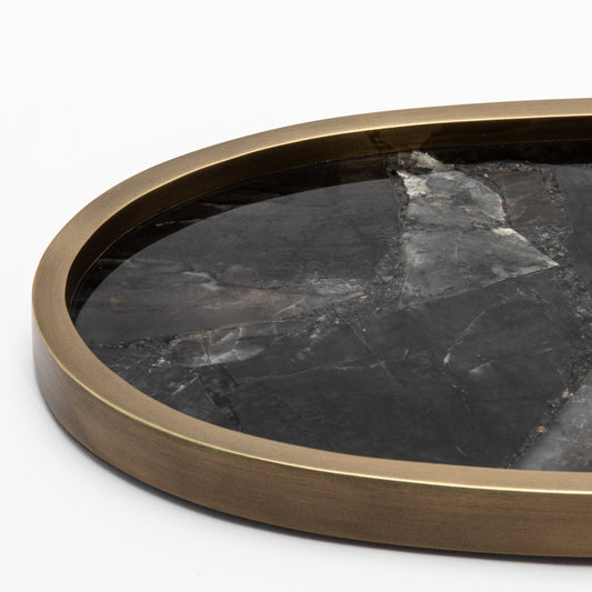 Tray in Quartz with Bronze Patina Brass by Kifu Paris