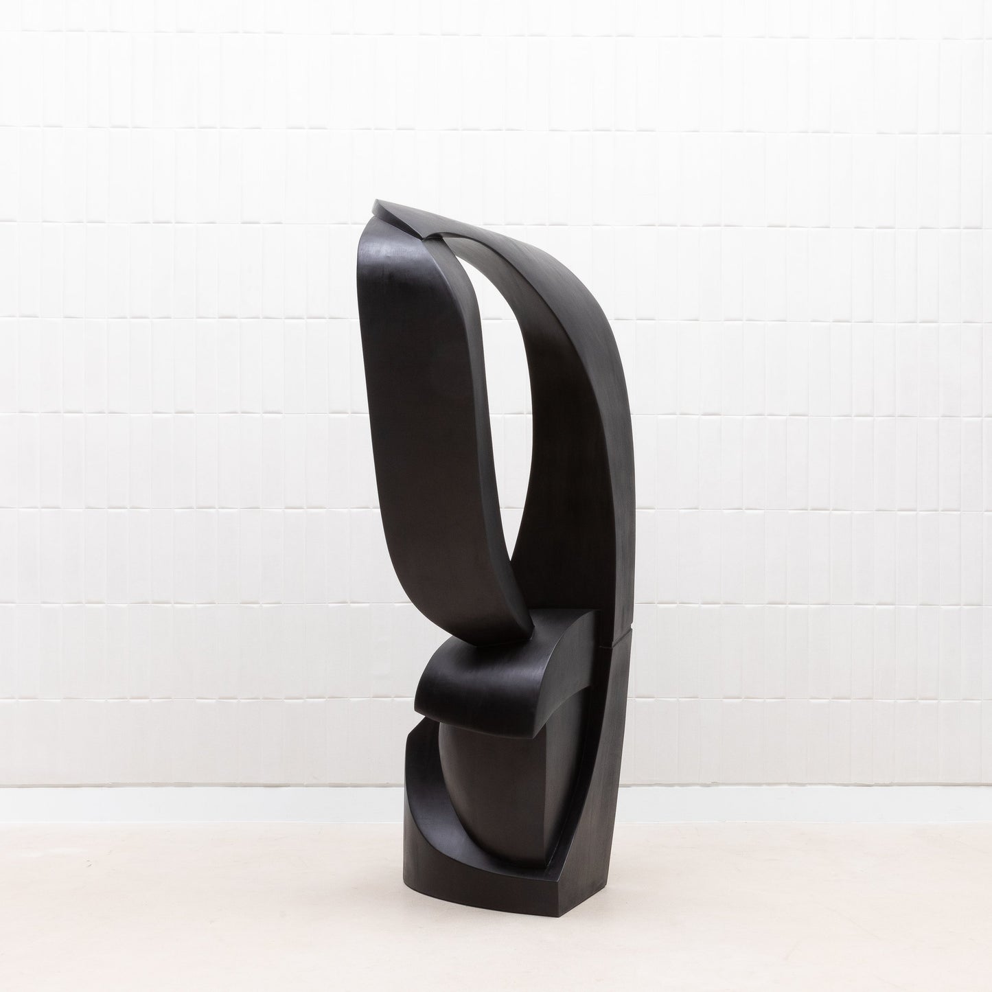 Modern Abstract Sculpture in Black Oak by Patrick Coard Paris
