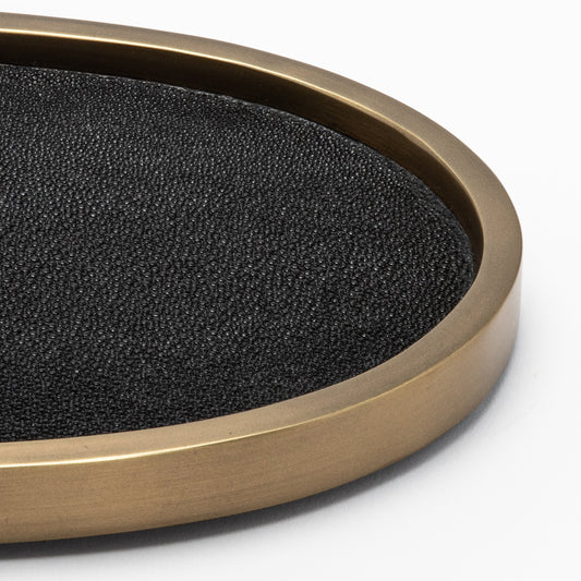 Tray in Shagreen with Bronze Patina Brass by Kifu Paris