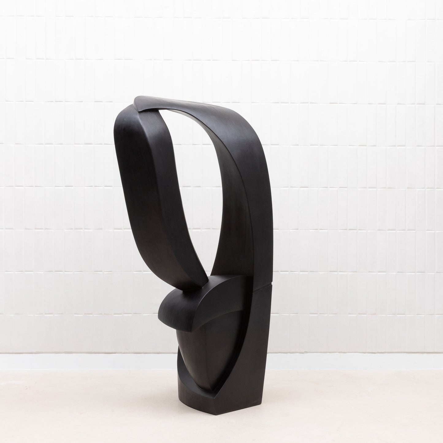 Modern Abstract Sculpture in Black Oak by Patrick Coard Paris