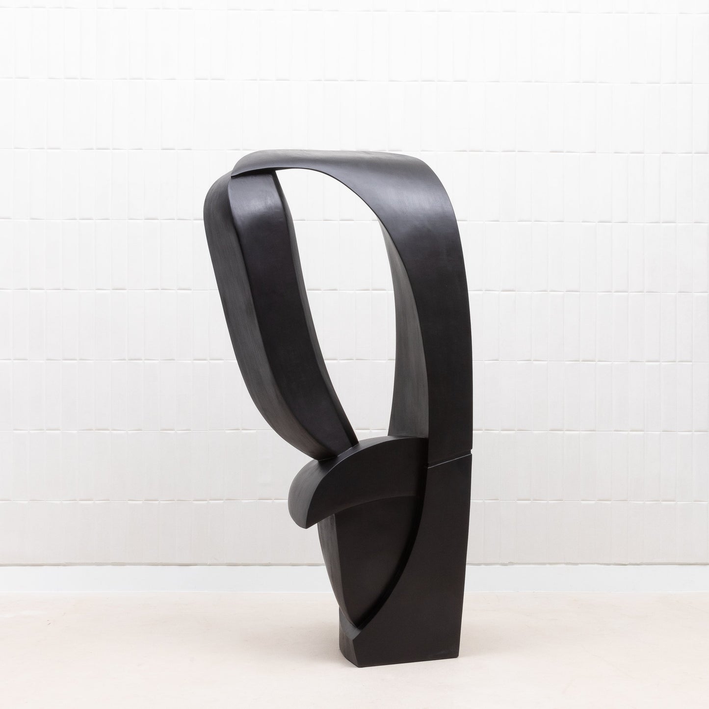 Modern Abstract Sculpture in Black Oak by Patrick Coard Paris