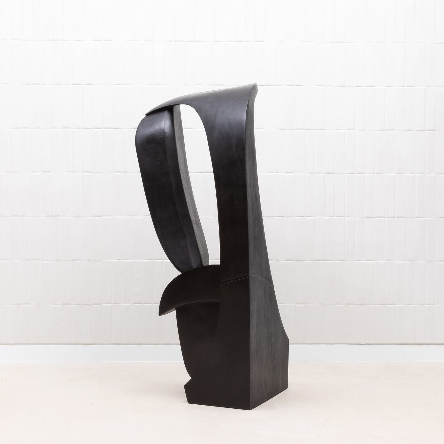 Modern Abstract Sculpture in Black Oak by Patrick Coard Paris