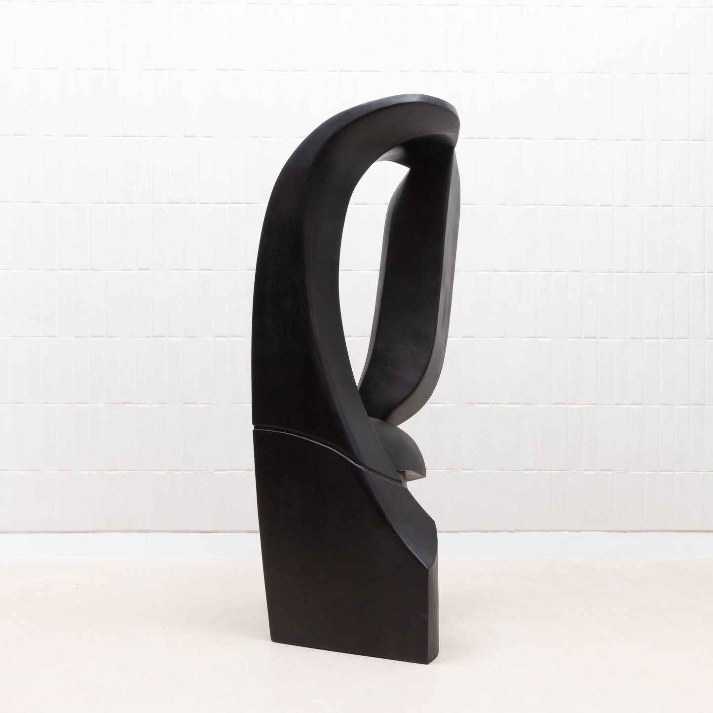 Modern Abstract Sculpture in Black Oak by Patrick Coard Paris