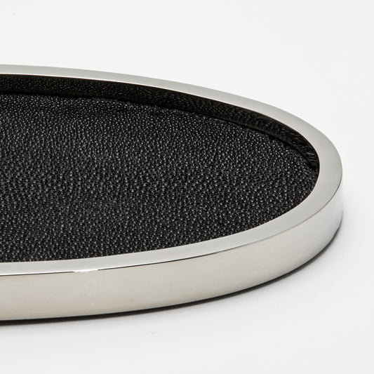 Tray in Shagreen with Polished Stainless Steel by Kifu Paris