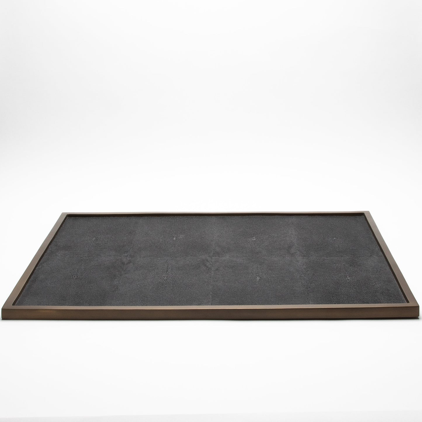 Extra Large Rectangular Tray in Black Shagreen with Bronze Patina Brass by Kifu Paris