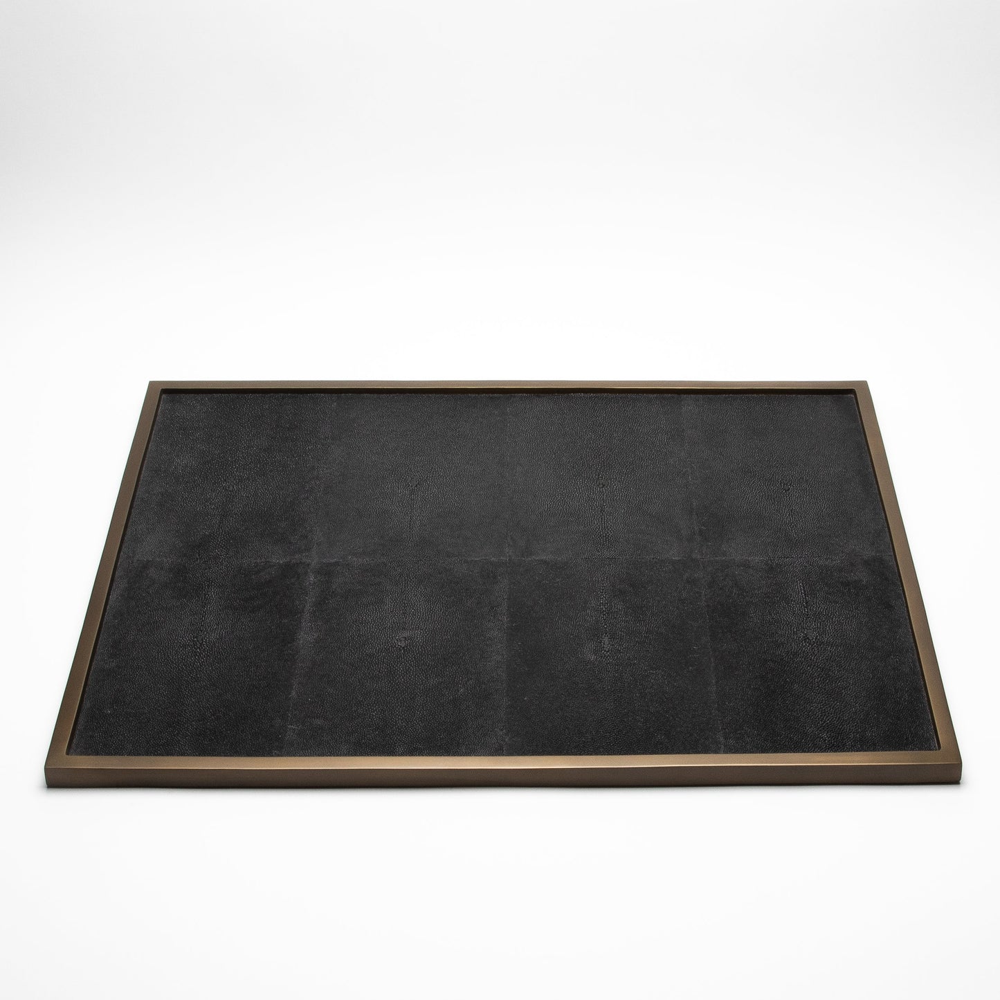 Extra Large Rectangular Tray in Black Shagreen with Bronze Patina Brass by Kifu Paris