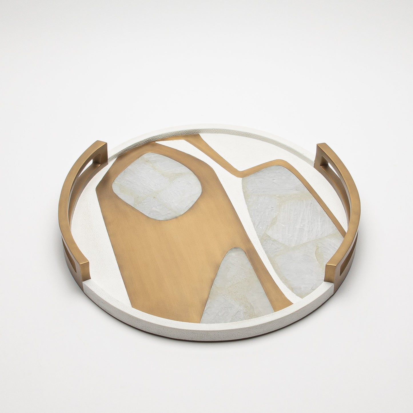 Round Tray in Shagreen with Quartz by R&Y Augousti