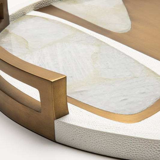 Round Tray in Shagreen with Quartz  by R&Y Augousti