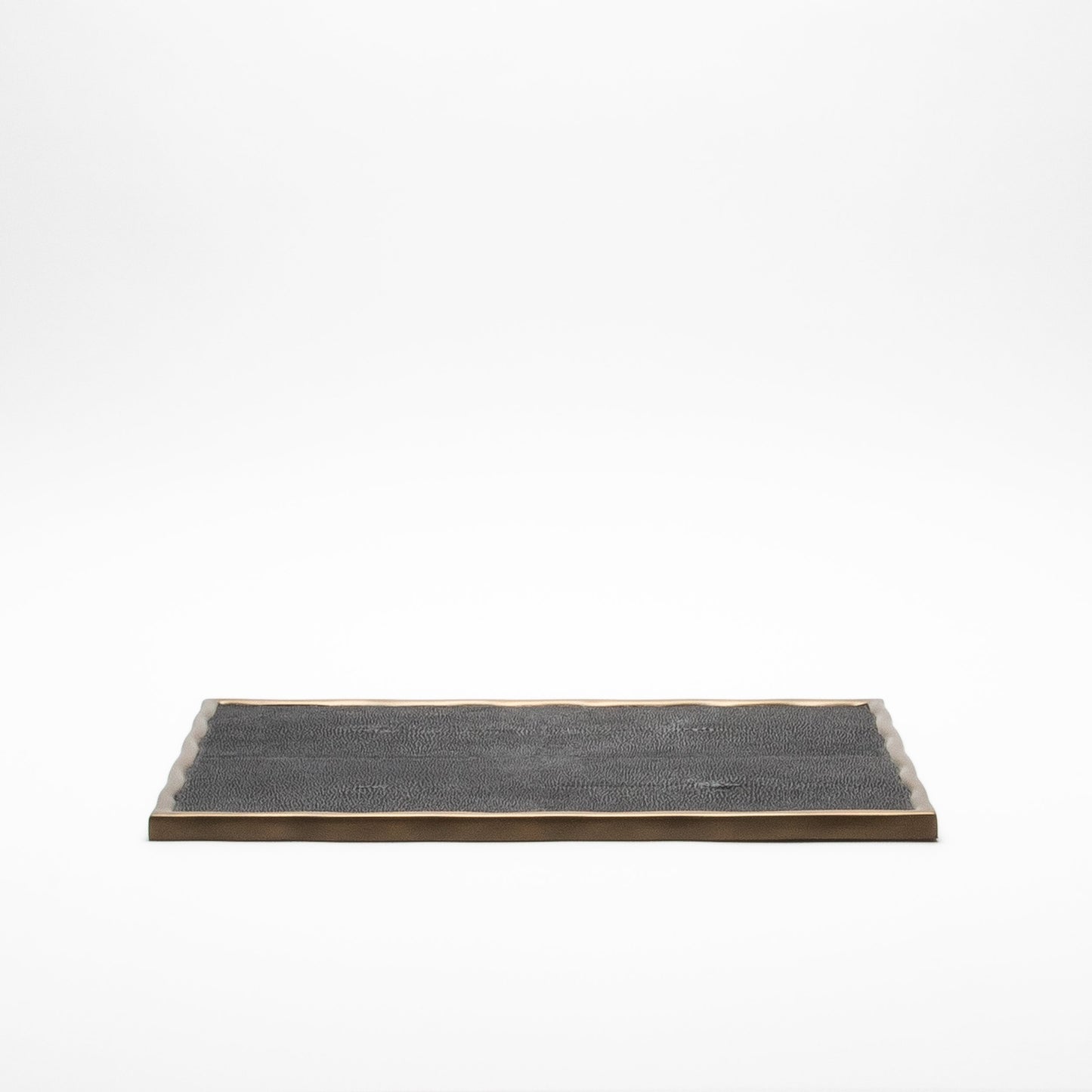 Rectangular Melting Tray in Black Shagreen with Bronze Patina Brass by R&Y Augousti