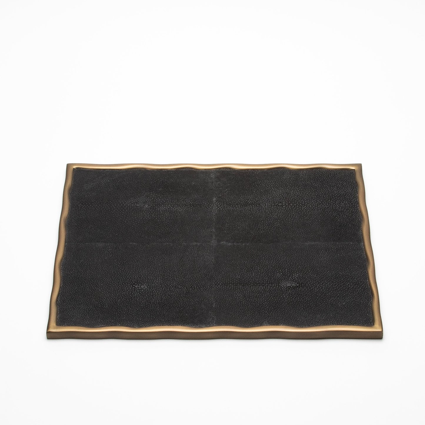 Rectangular Melting Tray in Black Shagreen with Bronze Patina Brass by R&Y Augousti