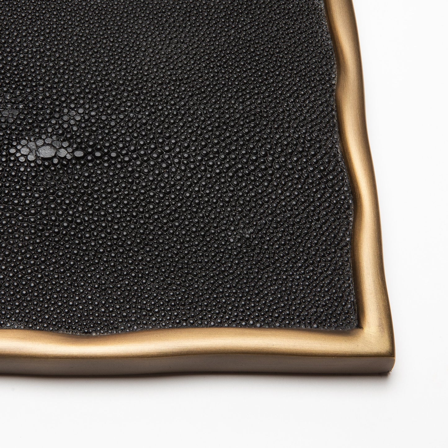 Rectangular Melting Tray in Black Shagreen with Bronze Patina Brass by R&Y Augousti