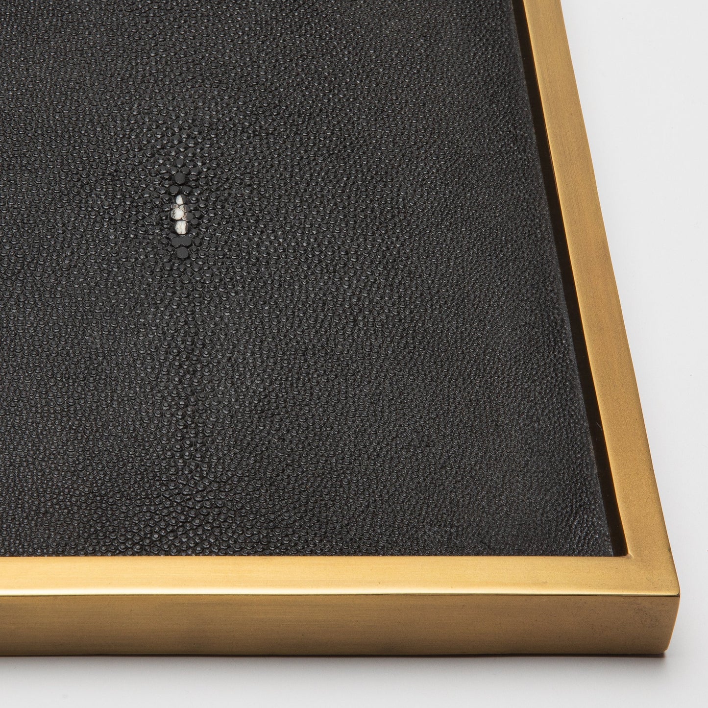 Rectangular Tray in Black Shagreen with Bronze Patina Brass Insert by Kifu Paris