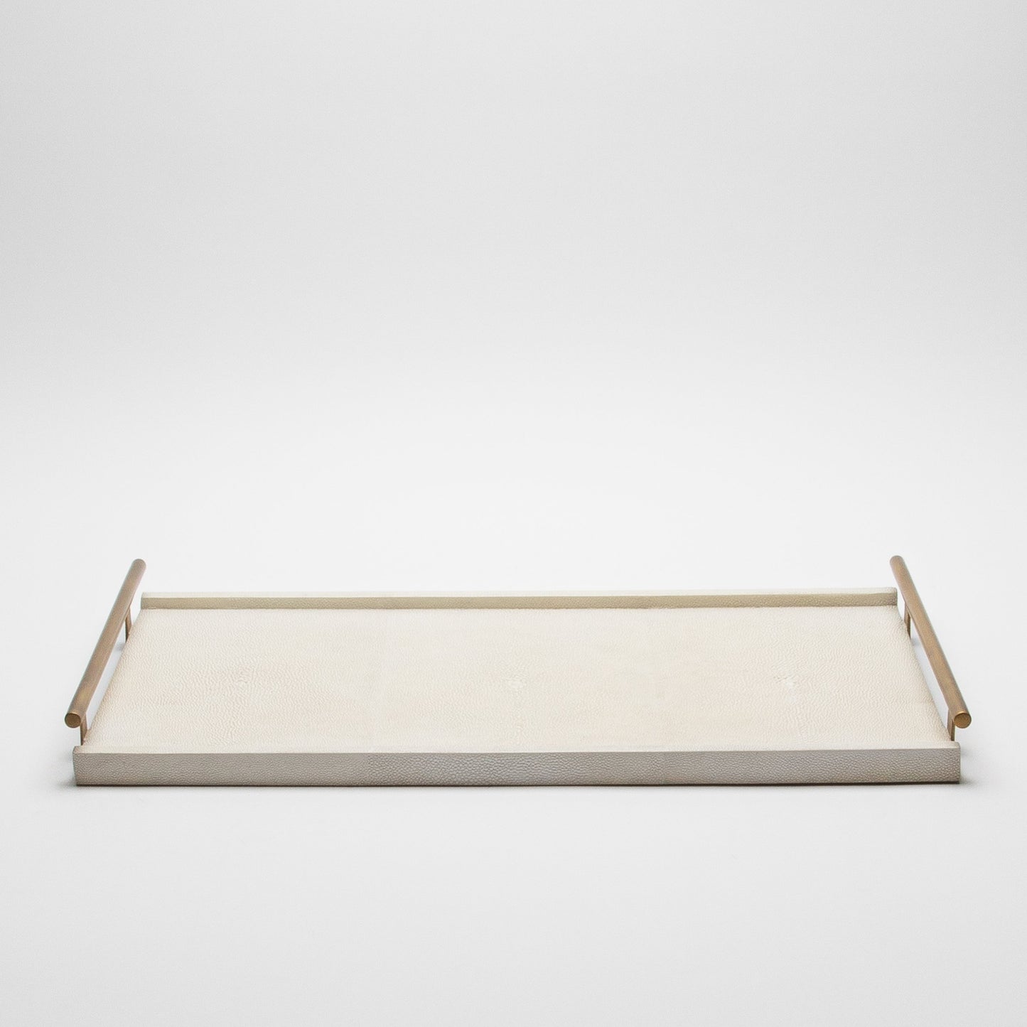 Rectangular Tray in Natural Cream Shagreen with Bronze Patina Brass by R&Y Augousti
