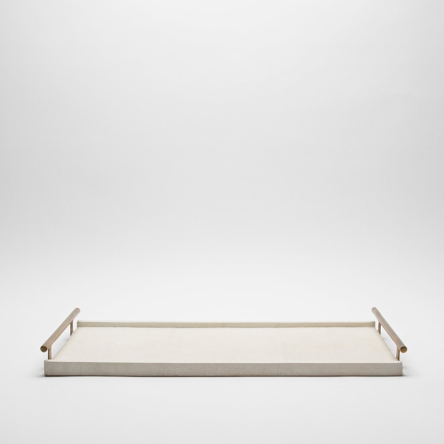 Rectangular Tray in Natural Cream Shagreen with Bronze Patina Brass by R&Y Augousti