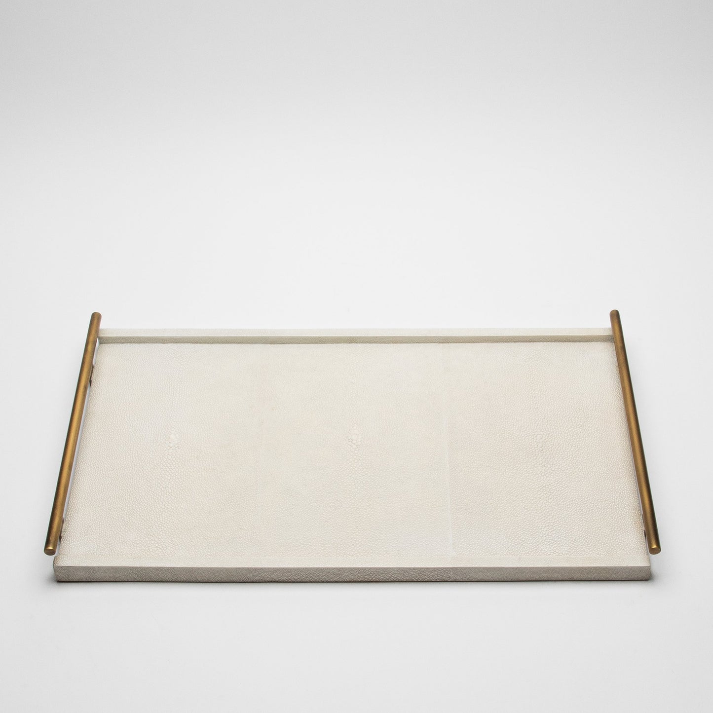 Rectangular Tray in Natural Cream Shagreen with Bronze Patina Brass by R&Y Augousti