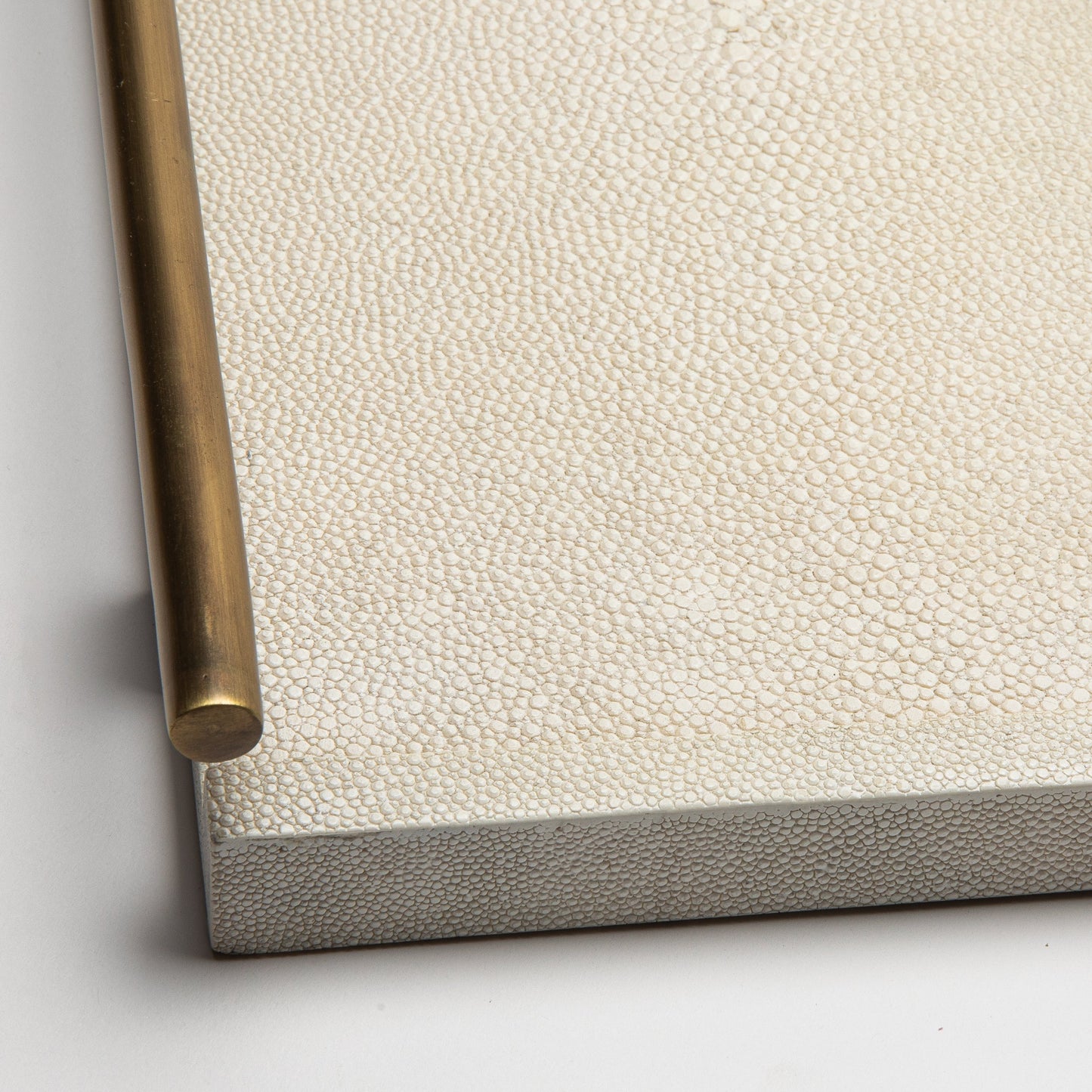 Rectangular Tray in Natural Cream Shagreen with Bronze Patina Brass by R&Y Augousti