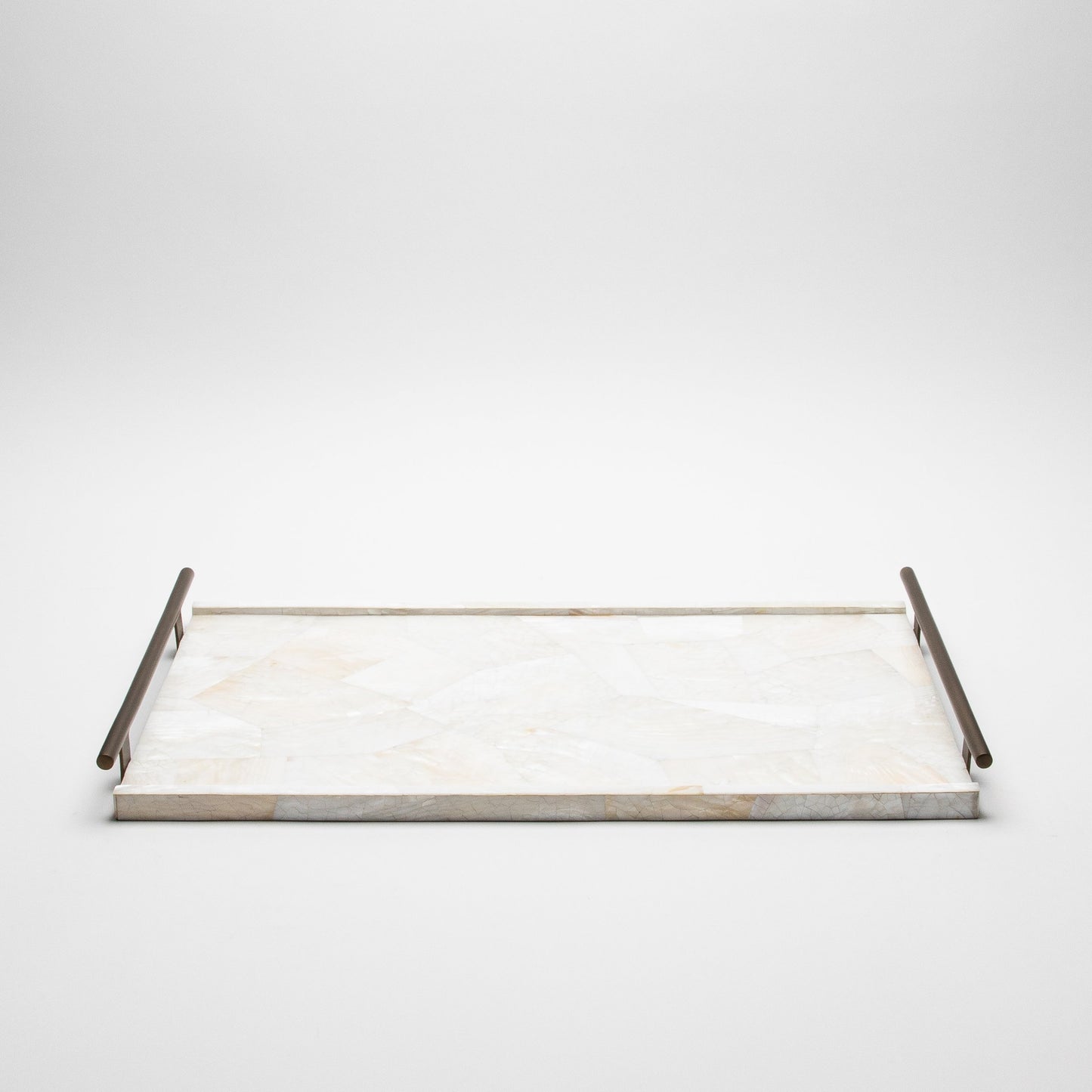 Rectangular Tray in Mother of Pearl with Bronze Patina Brass by R&Y Augousti