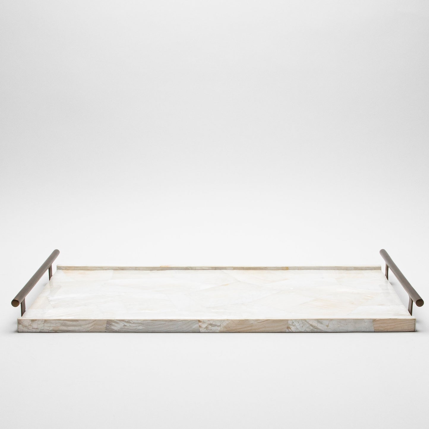 Rectangular Tray in Mother of Pearl with Bronze Patina Brass by R&Y Augousti