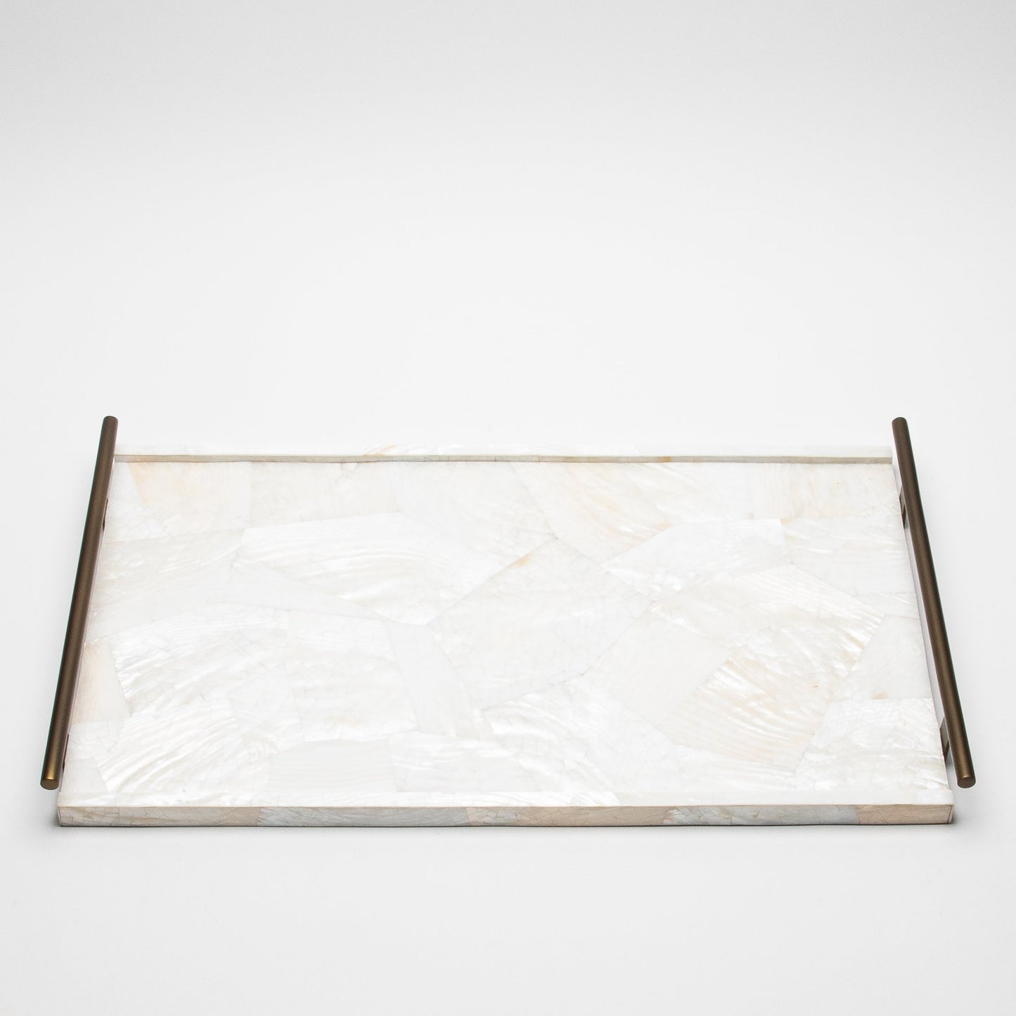 Rectangular Tray in Mother of Pearl with Bronze Patina Brass by R&Y Augousti
