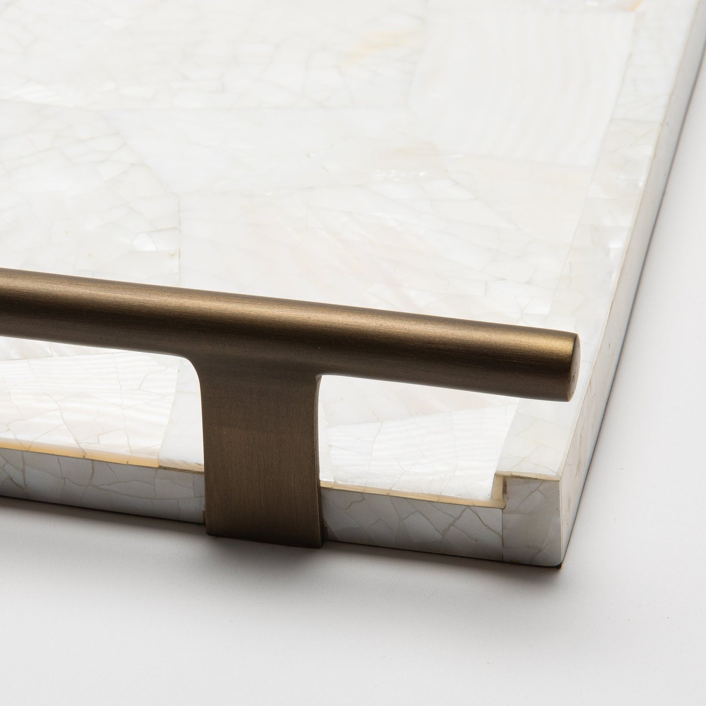 Rectangular Tray in Mother of Pearl with Bronze Patina Brass by R&Y Augousti