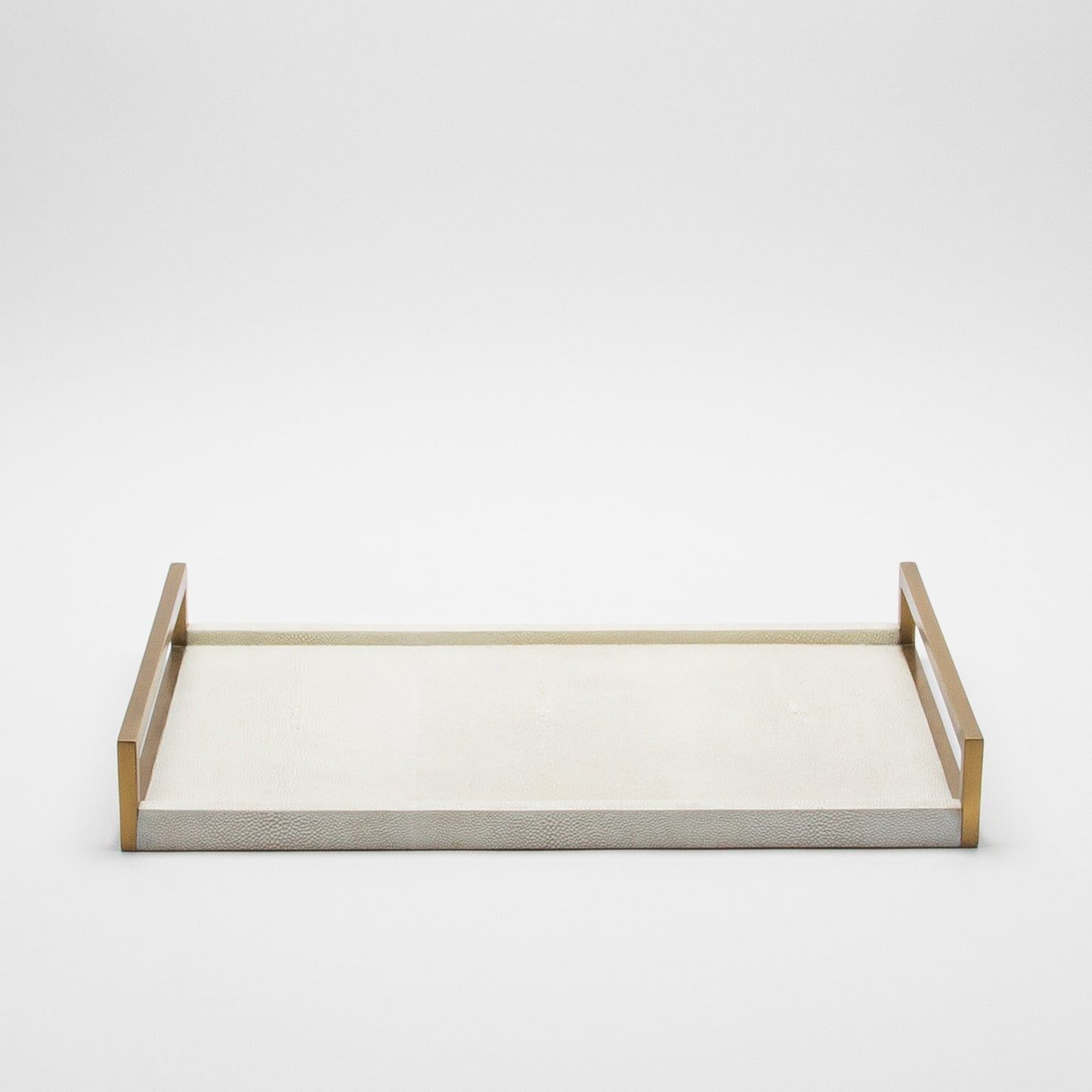 Rectangular Tray in Natural Cream Shagreen with Bronze Patina Brass by R&Y Augousti
