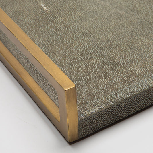 Rectangular Tray in Shagreen with Bronze by R&Y Augousti