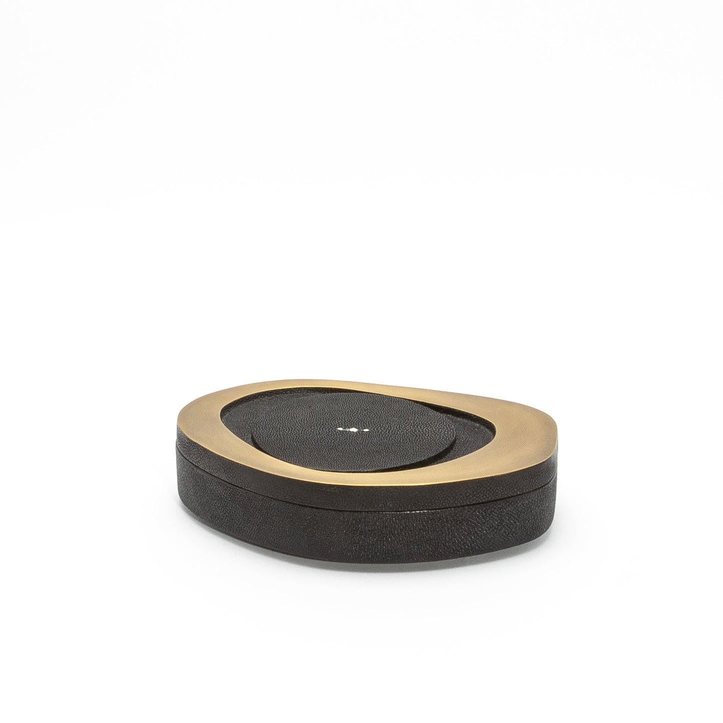 Set of 2 Boxes in Black Shagreen with Bronze Patina Brass by R&Y Augousti