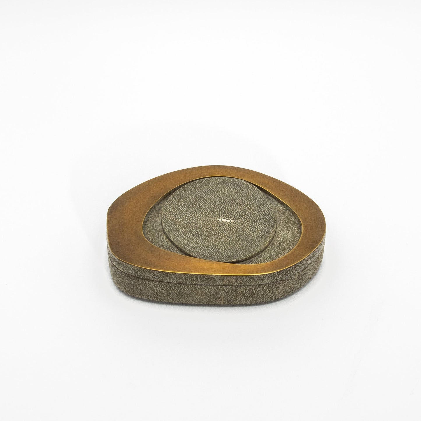 Set of 2 Boxes in Grey Shagreen with Bronze Patina Brass by R&Y Augousti