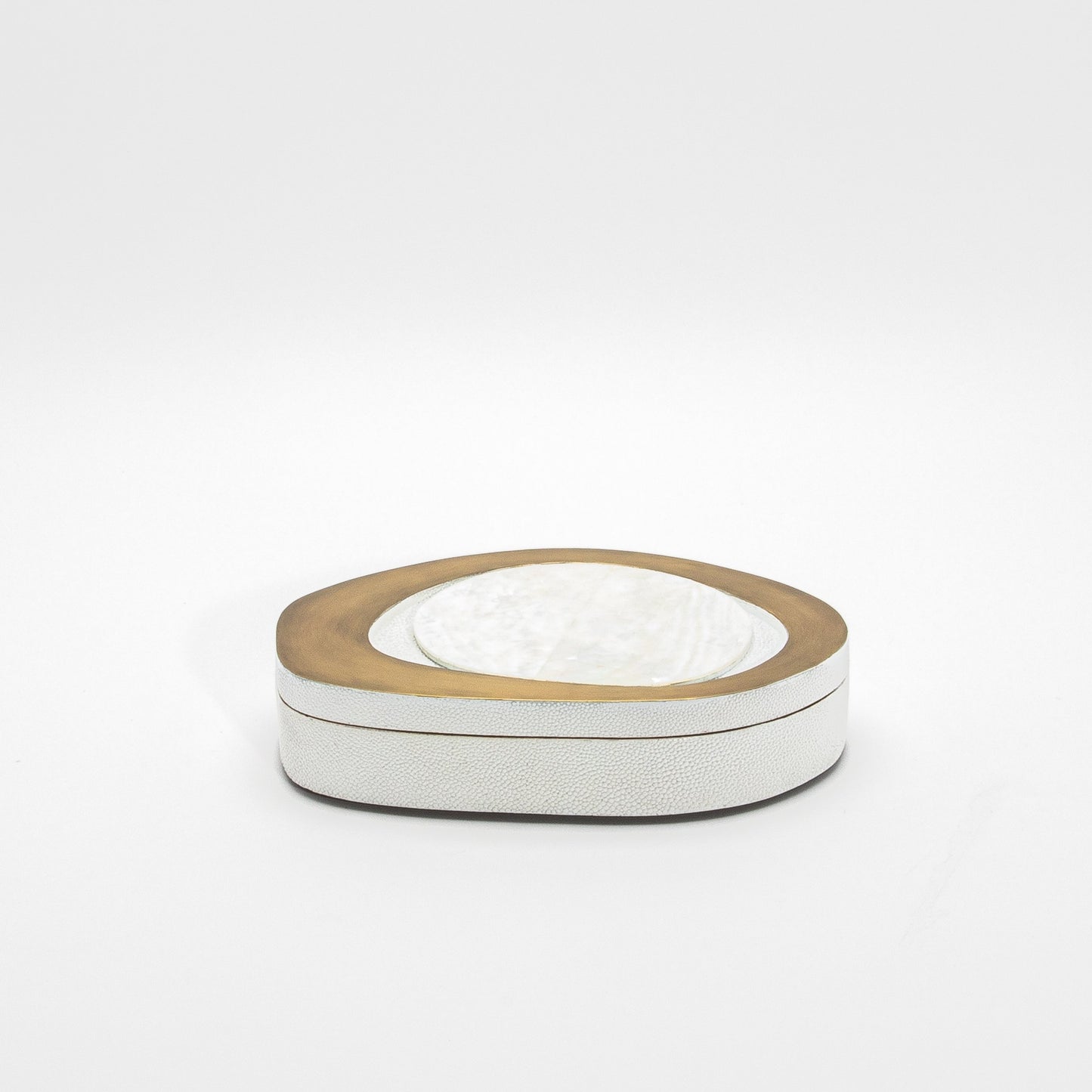 Set of 2 Boxes in White Shagreen with Bronze Patina Brass by R&Y Augousti