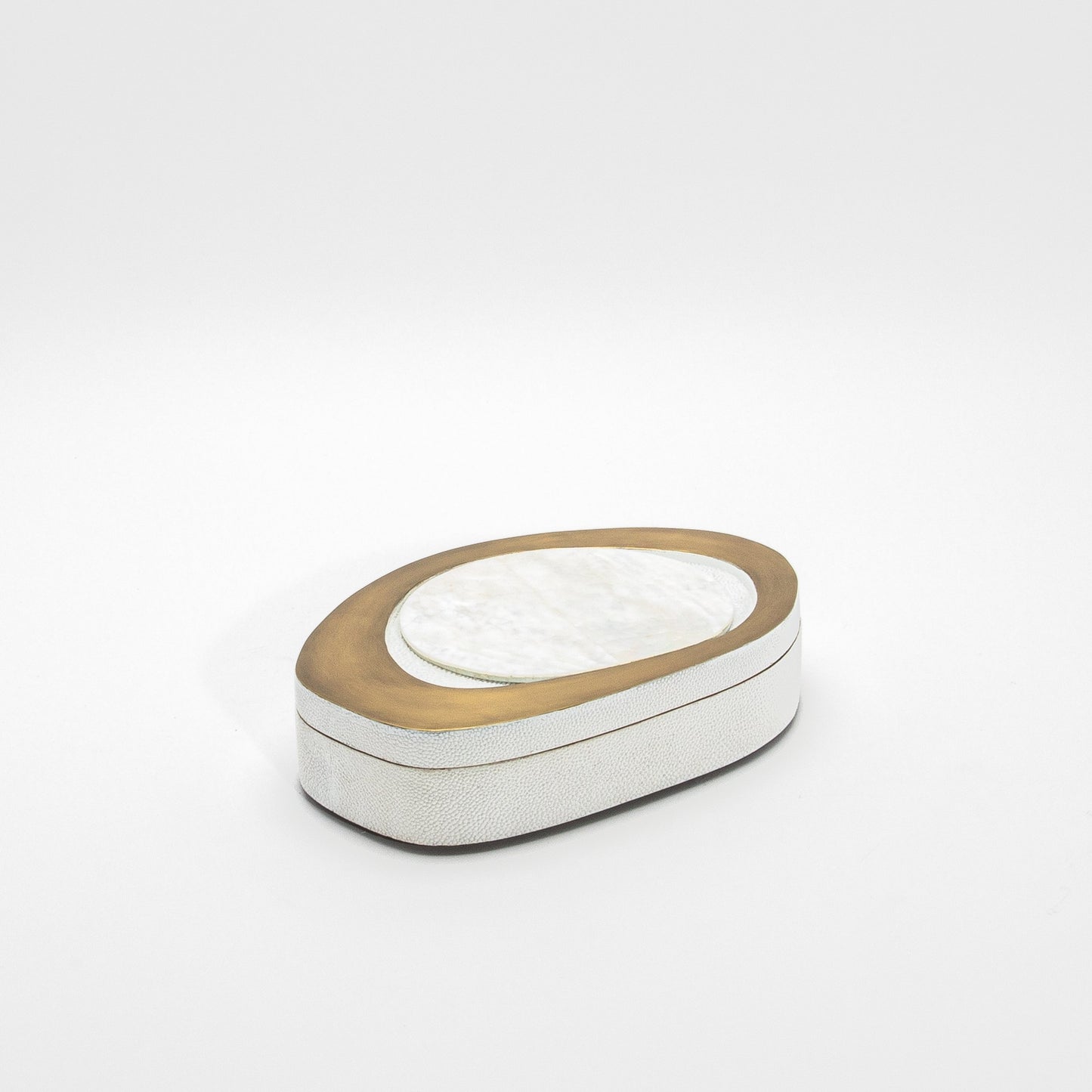 Set of 2 Boxes in White Shagreen with Bronze Patina Brass by R&Y Augousti
