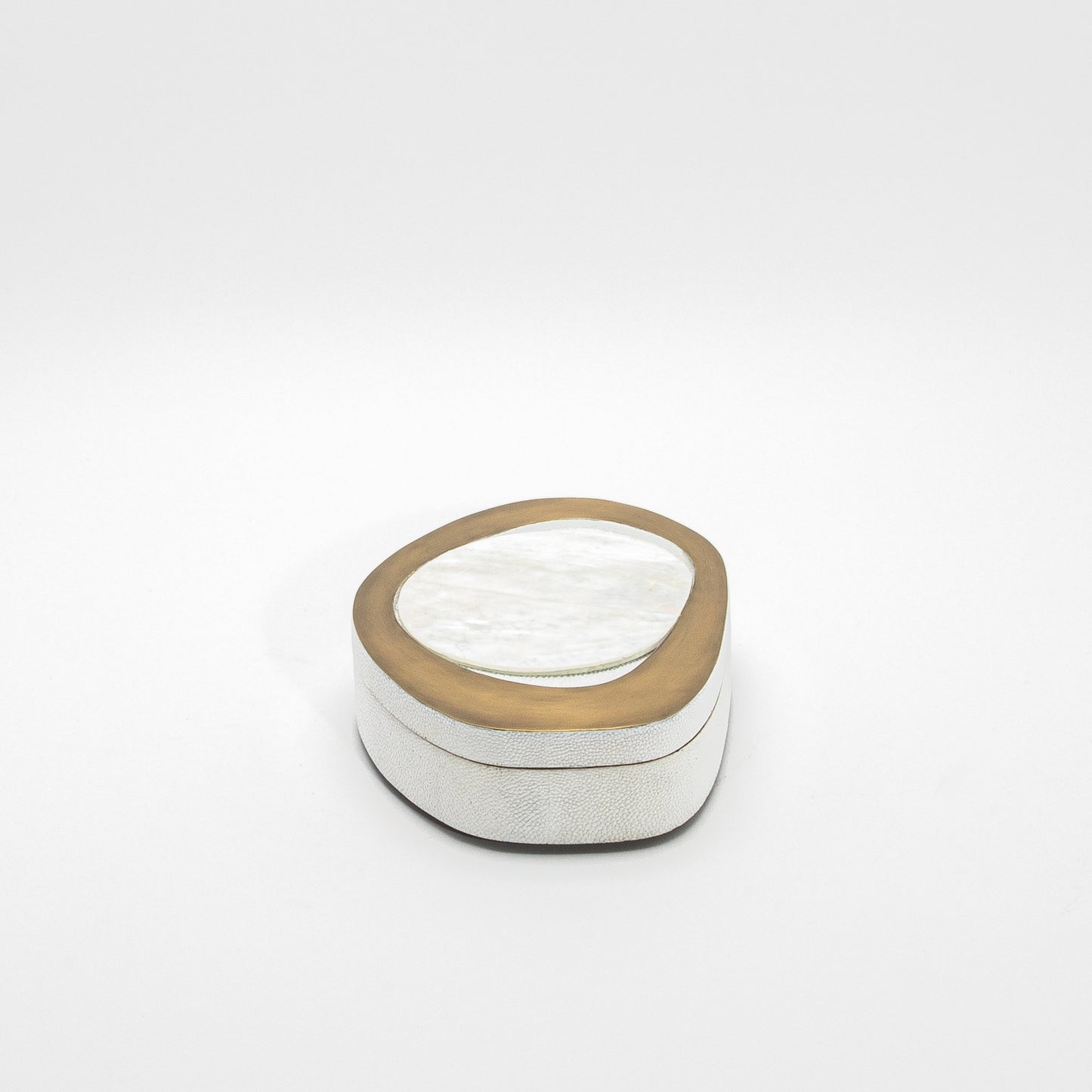 Set of 2 Boxes in White Shagreen with Bronze Patina Brass by R&Y Augousti