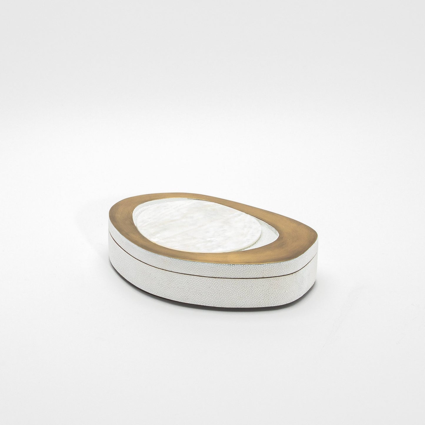 Set of 2 Boxes in White Shagreen with Bronze Patina Brass by R&Y Augousti
