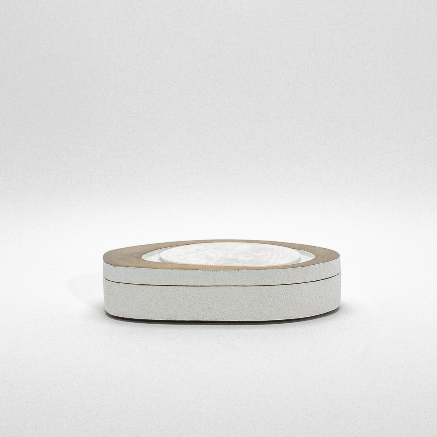 Set of 2 Boxes in White Shagreen with Bronze Patina Brass by R&Y Augousti