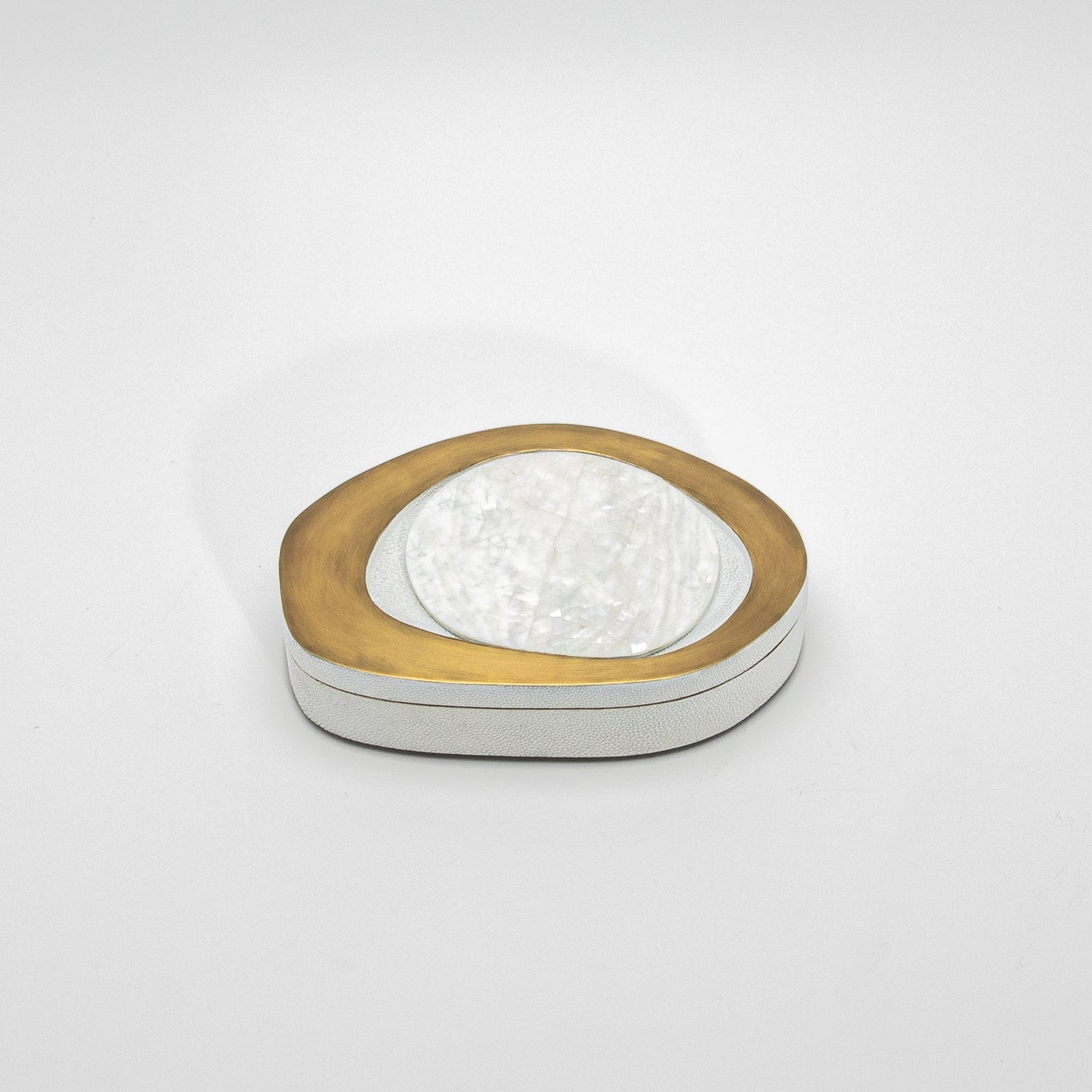 Set of 2 Boxes in White Shagreen with Bronze Patina Brass by R&Y Augousti