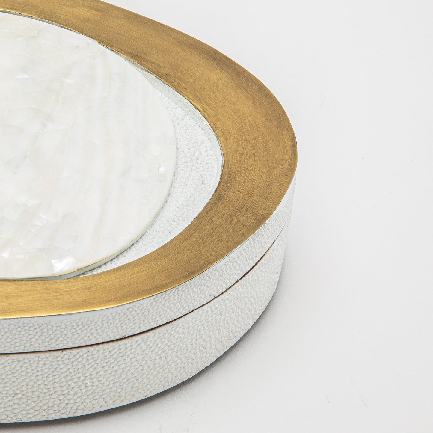 Set of 2 Boxes in White Shagreen with Bronze Patina Brass by R&Y Augousti
