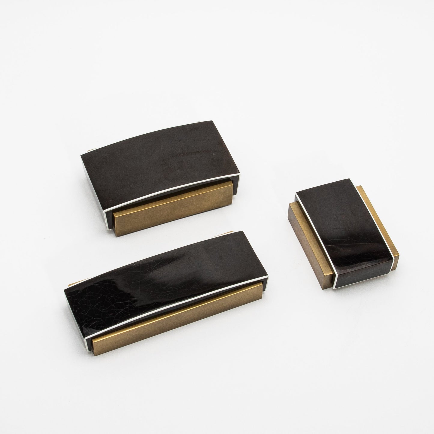 Set of 3 Boxes in Pen Shell Shagreen and Bronze Patina Brass by R&Y Augousti