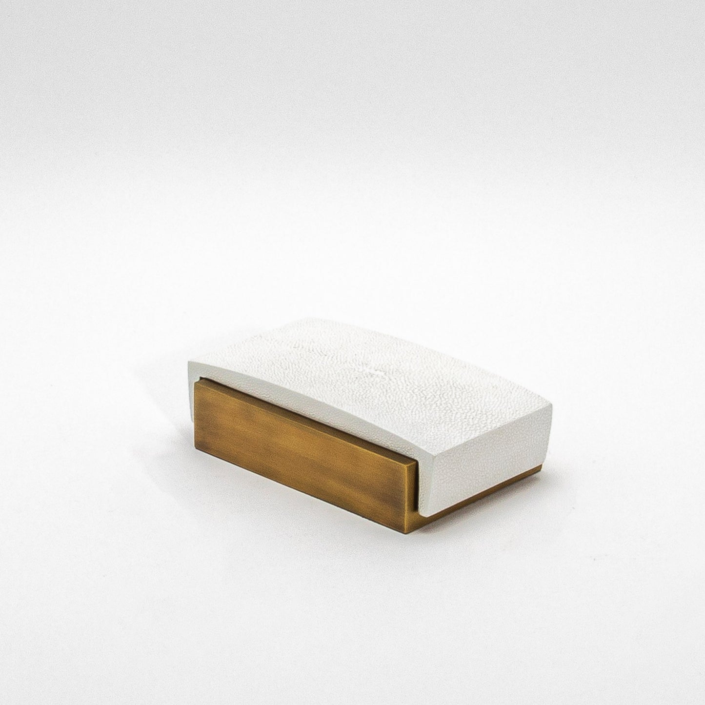 Set of 3 Boxes in White Shagreen and Bronze Patina Brass by R&Y Augousti