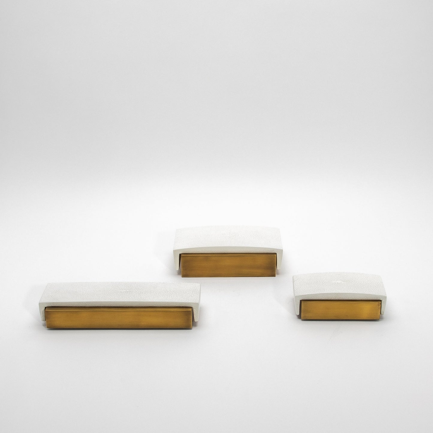 Set of 3 Boxes in White Shagreen and Bronze Patina Brass by R&Y Augousti